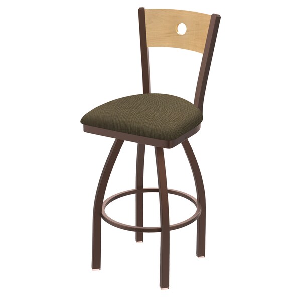 25" Swivel Counter Stool, Bronze Finish, Nat Back, Graph Cork Seat